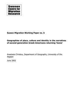 Geographies of place, culture and identity in the narratives of second-generation Greek-Americans returning 'home' [PDF 419.60KB]