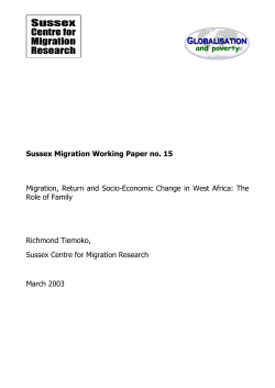 Migration, Return and Socio-Economic Change in West Africa: The Role of Family [PDF 646.92KB]