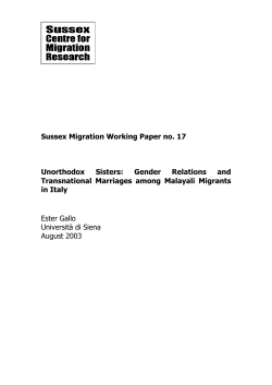 Unorthodox Sisters: Gender Relations and Transnational Marriages among Malayali Migrants in Italy [PDF 383.04KB]