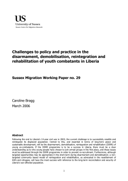 Challenges to policy and practice in the disarmament, demobilisation, reintegration and rehabilitation of youth combatants in Liberia [PDF 339.35KB]