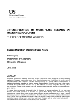Intensification of work-place regimes in British agriculture The role of migrant workers [PDF 128.04KB]