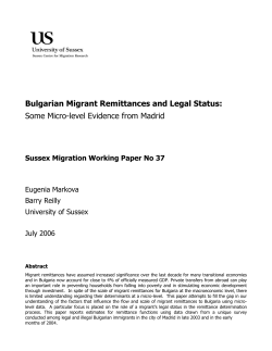 Bulgarian Migrant Remittances and Legal Status: Some Micro-level Evidence from Madrid [PDF 179.57KB]