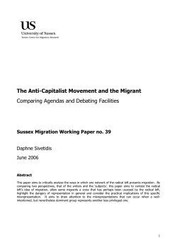 The Anti-Capitalist Movement and the Migrant Comparing Agendas and Debating Facilities [PDF 128.04KB]