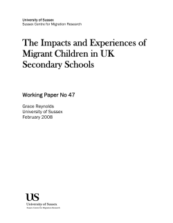 The Impacts and Experiences of Migrant Children in UK Secondary Schools [PDF 299.05KB]