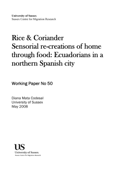 Rice Coriander - Sensorial re-creations of home through food: Ecuadorians in a northern Spanish city [PDF 182.33KB]