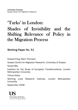 'Turks' in London: Shades of Invisibility and the Shifting Relevance of Policy in the Migration Process [PDF 145.40KB]