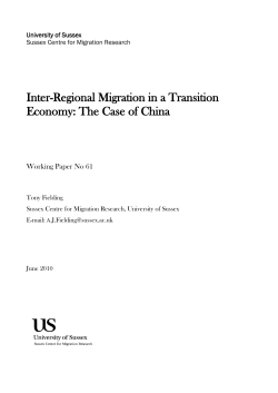 Inter-Regional Migration in a Transition Economy: The Case of China [PDF 523.57KB]
