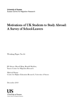 Motivations of UK Students to Study Abroad: A Survey of School-Leavers [PDF 451.38KB]