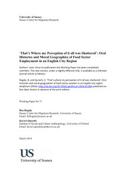 That s Where my Perception of it all was Shattered : Oral Histories and Moral Geographies of Food Sector Employment in an English City Region [PDF 460.31KB]