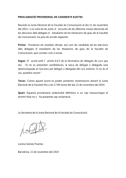 Proclamaci&oacute; provisional de candidats electes