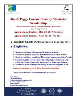 Jim Lovewell Memorial/Osher Scholarship