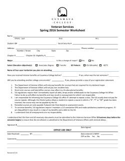Spring 2016 Veteran Worksheet