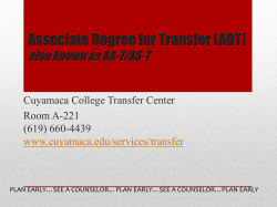 Associate Degree for Transfer (AA-T/AS-T/ADT)Workshops
