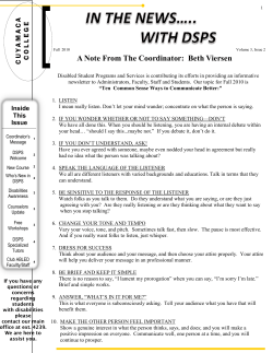 Fall 2010 DSPS Newsletter