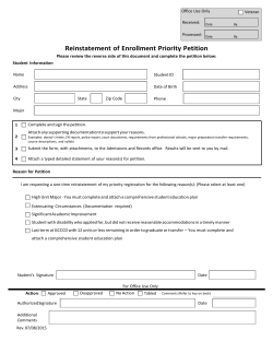 Petition to Change Registration Priority Status