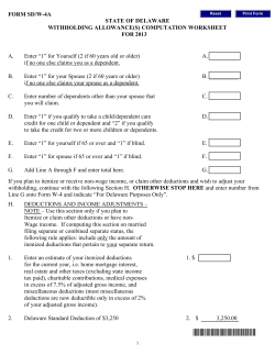 SD / W-4A Withholding Worksheet
