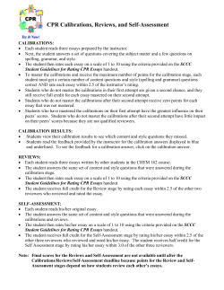CPR Info on Calibrations and Reviews