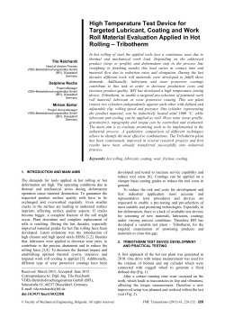 High Temperature Test Device for Targeted Lubricant, Coating and Work Roll Material Evaluation Applied in Hot Rolling &ndash; Tribotherm