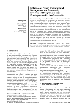 Influence of Firms&rsquo; Environmental Management and Community Involvement Programs in their Employees and in the Community