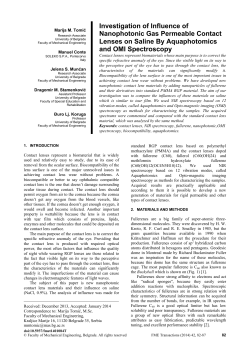 Investigation of Influence of Nanophotonic Gas Permeable Contact Lenses on Saline By Aquaphotomics and OMI Spectroscopy