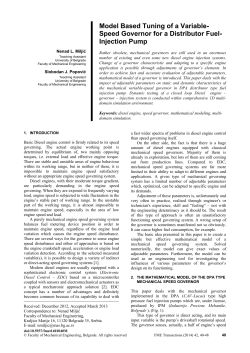 Model Based Tuning of a Variable-Speed Governor for a Distributor Fuel-Injection Pump