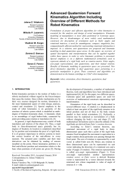 Advanced Quaternion Forward Kinematics Algorithm Including Overview of Different Methods for Robot Kinematics