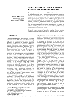 Synchronization in Chains of Material Particles with Non-linear Features