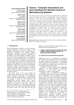 Human-Computer Interactions and User Interfaces for Remote Control of Manufacturing Systems