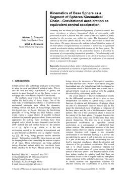 Kinematics of Base Sphere as a Segment of Spheres Kinematical Chain - Gravitational acceleration as equivalent central acceleration