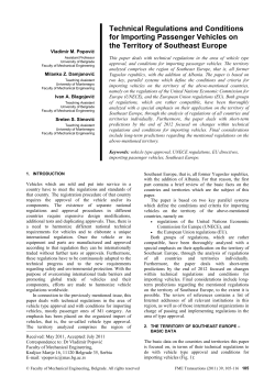 Technical Regulations and Conditions for Importing Passenger Vehicles on the Territory of Southeast Europe