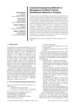 Industrial Engineering Methods in Management of Motor Vehicle Breakdowns Behaviour Analysis