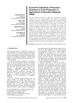 Economic Indicators of Precision Guidance in Crop Production in Agricultural Corporation Belgrade (PKB)