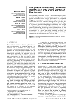 An Algorithm for Obtaining Conditional Wear Diagram of IC Engine Crankshaft Main Journals