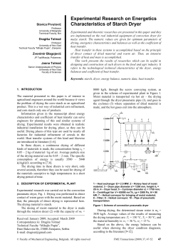Experimental Research on Energetics Characteristics of Starch Dryer