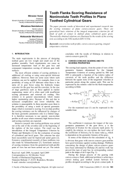 Tooth Flanks Scoring Resistance of Noninvolute Teeth Profiles In Plane Toothed Cylindrical Gears