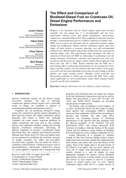 The Effect and Comparison of Biodiesel-Diesel Fuel on Crankcase Oil, Diesel Engine Performance and Emissions