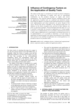 Influence of Contingency Factors on the Application of Quality Tools