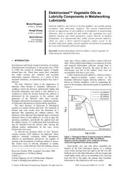 Elektrionized&trade; Vegetable Oils as Lubricity Components in Metalworking Lubricants