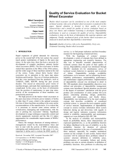 Quality of Service Evaluation for Bucket Wheel Excavator