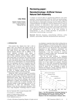 Reviewing paper: Nanotechnology: Artificial Versus Natural Self-Assembly