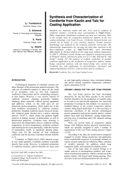 Synthesis and Characterization of Cordierite from Kaolin and Talc for Casting Application