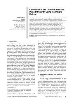 Calculation of the Turbulent Flow in a Plane Diffuser by using the Integral Method