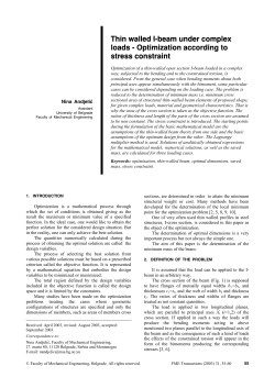 Thin walled I-beam under complex loads - Optimization according to stress constraint