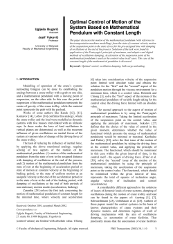 Optimal control of motion of the system based on mathematical pendulum with constant length