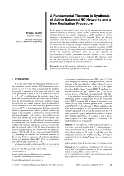 A Fundamental Theorem in Synthesis of Active Balanced RC Networks and a New Realization Procedure