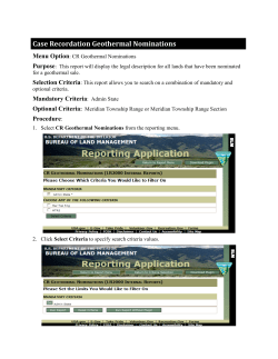 Case Recordation Geothermal Nominations
