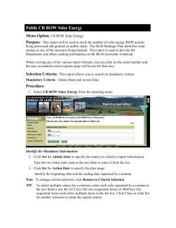 Case Recordation (CR) Solar Energy Projects