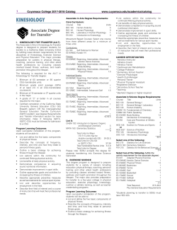 Kinesiology for Transfer Degree