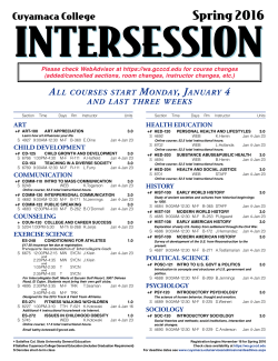 Intersession 2016 Class Offerings