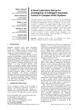 A Novel Laboratory Set-up for Investigation of Intelligent Automatic Control in Complex HVAC Systems
